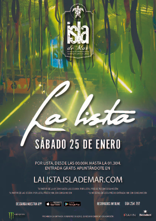 cartel La Lista del Sábado | 25 ENE 2020 | Terraza Isla de Mar